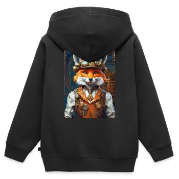 Steampunk Firefighter Fuchs 1.6 - Kinder Premium Organic Zip Hoodie - Schwarz - Hinten - AI Model Kid Male (0cm)