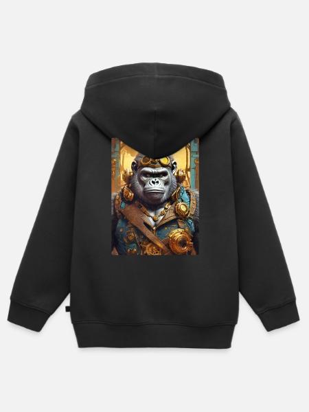 Steampunk Gorilla 1.11 - Kinder Premium Organic Zip Hoodie - Schwarz