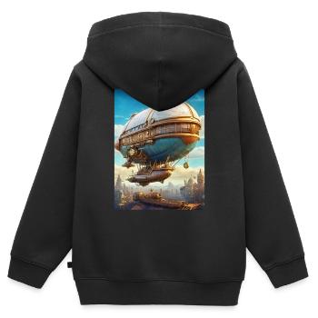 Steampunk Luftschiff 1.1 - Kinder Premium Organic Zip Hoodie - Schwarz - Hinten - AI Model Kid Male (0cm)