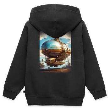 Steampunk Luftschiff 1.4 - Kinder Premium Organic Zip Hoodie - Schwarz - Hinten - AI Model Kid Male (0cm)