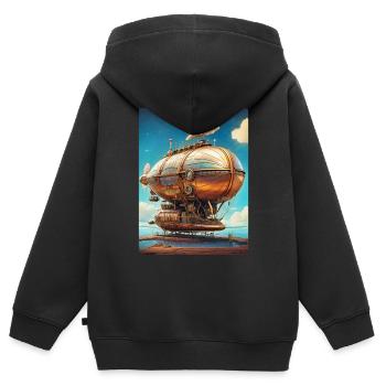 Steampunk Luftschiff 1.8 - Kinder Premium Organic Zip Hoodie - Schwarz - Hinten - AI Model Kid Male (0cm)
