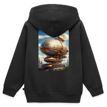 Steampunk Luftschiff 1.2 - Kinder Premium Organic Zip Hoodie - Schwarz - Hinten - AI Model Kid Male (0cm)