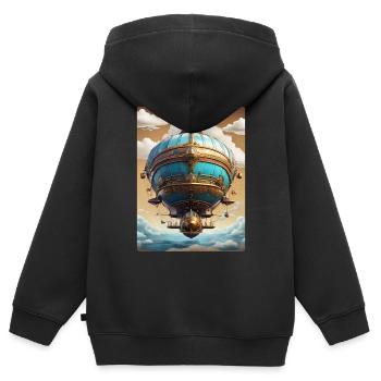 Steampunk Luftschiff 1.5 - Kinder Premium Organic Zip Hoodie - Schwarz - Hinten - AI Model Kid Male (0cm)