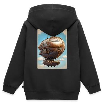 Steampunk Luftschiff 1.6 - Kinder Premium Organic Zip Hoodie - Schwarz - Hinten - AI Model Kid Male (0cm)
