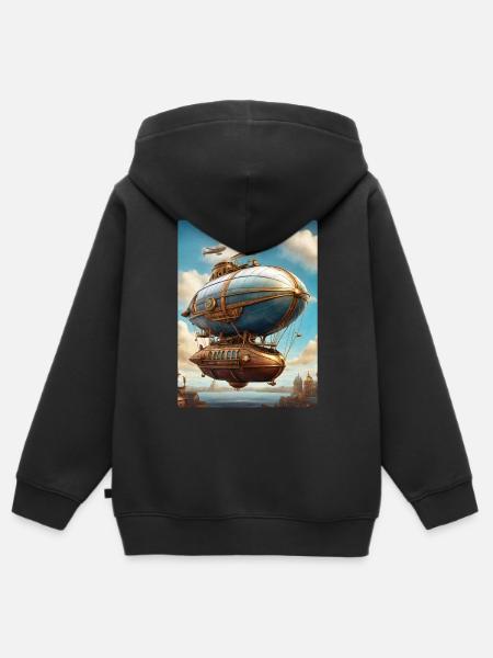 Steampunk Luftschiff 1.10 - Kinder Premium Organic Zip Hoodie - Schwarz
