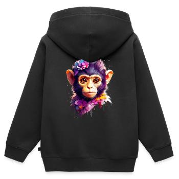 Singe Singe V1 24 06 - Sweat Premium à capuche zippé enfant bio - noir - Dos - AI Model Kid Male (0cm)