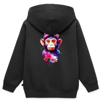 Singe Singe V1 24 10 - Sweat Premium à capuche zippé enfant bio - noir - Dos - AI Model Kid Male (0cm)