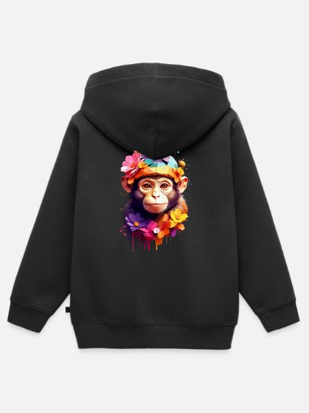 Affe Monkey V1 24 20 - Kinder Premium Organic Zip Hoodie - Schwarz