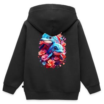 Delfin Dolphin V1 24 02 - Sweat Premium à capuche zippé enfant bio - noir - Dos - AI Model Kid Male (0cm)