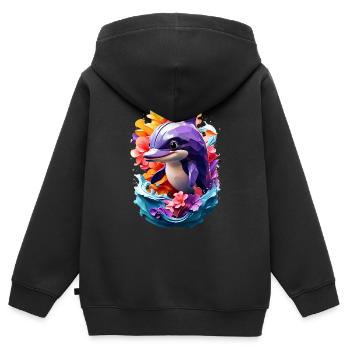 Delfin Dolphin V1 24 05 - Sweat Premium à capuche zippé enfant bio - noir - Dos - AI Model Kid Male (0cm)