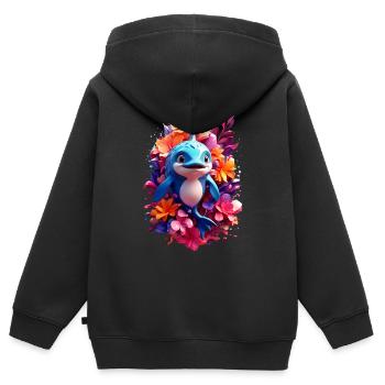 Delfin Dolphin V1 24 09 - Sweat Premium à capuche zippé enfant bio - noir - Dos - AI Model Kid Male (0cm)
