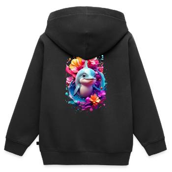 Delfin Dolphin V1 24 13 - Sweat Premium à capuche zippé enfant bio - noir - Dos - AI Model Kid Male (0cm)