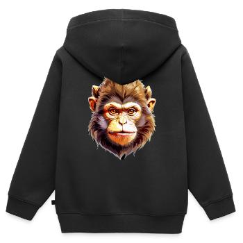 Singe V24 15 - Sweat Premium à capuche zippé enfant bio - noir - Dos - AI Model Kid Male (0cm)