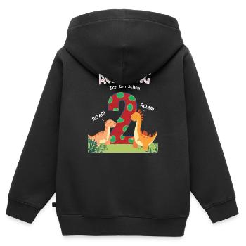 Bunte Dinosaurier ich bin schon 2 - Kinder Premium Organic Zip Hoodie - Schwarz - Hinten - AI Model Kid Male (0cm)