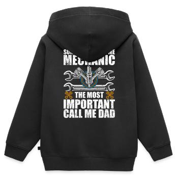 Some people call me mechanic - Sweat Premium à capuche zippé enfant bio - noir - Dos - AI Model Kid Male (0cm)