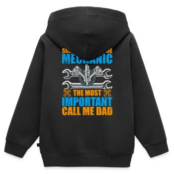 Some people call me mechanic - Sweat Premium à capuche zippé enfant bio - noir - Dos - AI Model Kid Male (0cm)