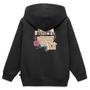 Junk Journal Vintage Scrapbooking - Kinder Premium Organic Zip Hoodie - Schwarz - Hinten - AI Model Kid Male (0cm)