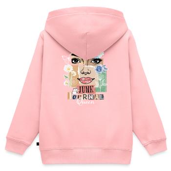 Junk Journal Queen – Vintage Collage - Kids Premium Organic Zip-up Hoodie - rose - Back - AI Model Kid Female (0cm)