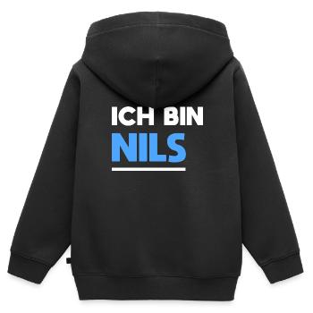 Nils Name Spruch für stolze Nils - Kinder Premium Organic Zip Hoodie - Schwarz - Hinten - AI Model Kid Male (0cm)