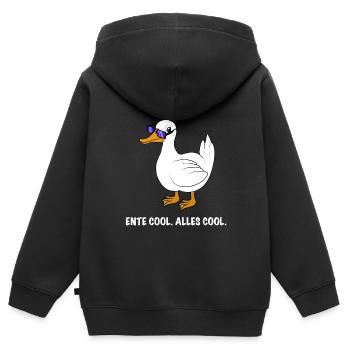 Ente cool Spruch - Kinder Premium Organic Zip Hoodie - Schwarz - Hinten - AI Model Kid Male (0cm)