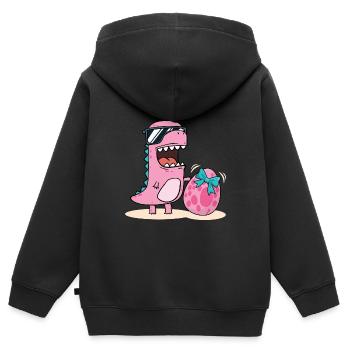 Dino mit Ei - Dinosaurier Schwester Brille Comic - Kinder Premium Organic Zip Hoodie - Schwarz - Hinten - AI Model Kid Male (0cm)