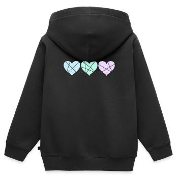 Pastell Herzen - Kinder Premium Organic Zip Hoodie - Schwarz - Hinten - AI Model Kid Male (0cm)