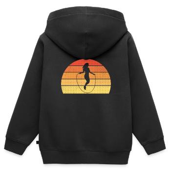 Retro-Sonnenuntergang Design für Seilspringerinnen - Kinder Premium Organic Zip Hoodie - Schwarz - Hinten - AI Model Kid Male (0cm)