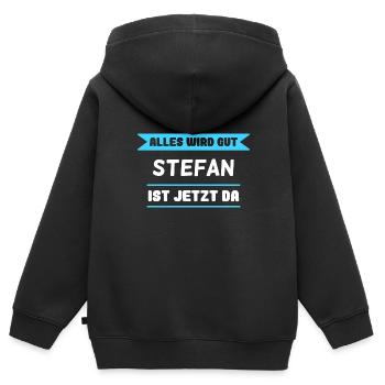 Stefan Name Design für stolze Stefans - Kinder Premium Organic Zip Hoodie - Schwarz - Hinten - AI Model Kid Male (0cm)