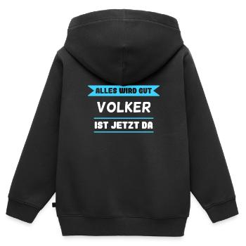 Volker Name Design für stolze Volker - Kinder Premium Organic Zip Hoodie - Schwarz - Hinten - AI Model Kid Male (0cm)