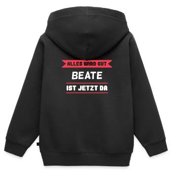 Beate Name Design für stolze Beates - Kinder Premium Organic Zip Hoodie - Schwarz - Hinten - AI Model Kid Male (0cm)