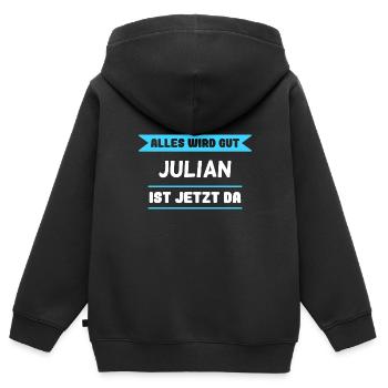 Julian Name Design für stolze Julians - Kinder Premium Organic Zip Hoodie - Schwarz - Hinten - AI Model Kid Male (0cm)