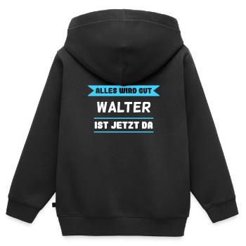Walter Name Design für stolze Walter - Kinder Premium Organic Zip Hoodie - Schwarz - Hinten - AI Model Kid Male (0cm)
