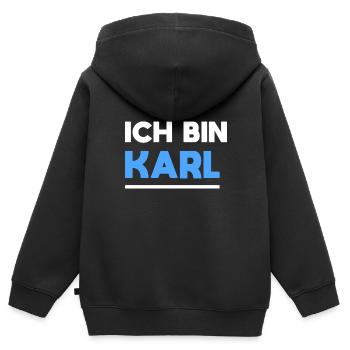 Karl Name Spruch für stolze Karls - Kinder Premium Organic Zip Hoodie - Schwarz - Hinten - AI Model Kid Male (0cm)