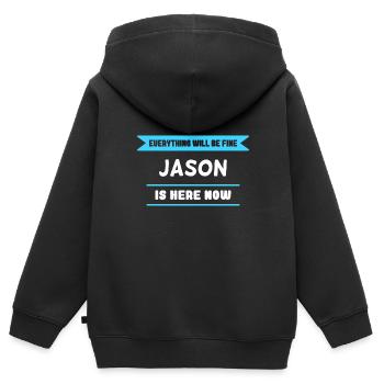 Jason Name Spruch für stolze Jasons - Kinder Premium Organic Zip Hoodie - Schwarz - Hinten - AI Model Kid Male (0cm)