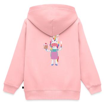 Lustiges Kuchen Backendes Köchin Einhorn Geschenk - Kinder Premium Organic Zip Hoodie - Rosa - Hinten - AI Model Kid Female (0cm)