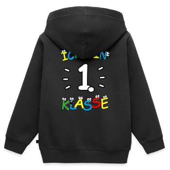 Ich bin 1. Klasse - Schulanfänger 🔴🔵🟢🟡 - Kinder Premium Organic Zip Hoodie - Schwarz - Hinten - AI Model Kid Male (0cm)