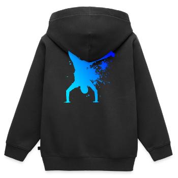 Breakdance Break Dance Femmes Bboy Homme - Sweat Premium à capuche zippé enfant bio - noir - Dos - AI Model Kid Male (0cm)