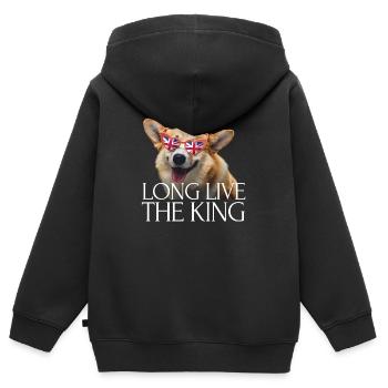 Couronnement du roi britannique Charles Angleterre Drapeau - Sweat Premium à capuche zippé enfant bio - noir - Dos - AI Model Kid Male (0cm)