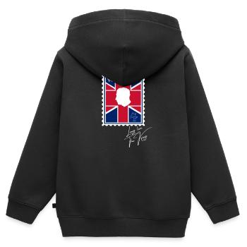 Couronnement du roi britannique Charles Angleterre Drapeau - Sweat Premium à capuche zippé enfant bio - noir - Dos - AI Model Kid Male (0cm)
