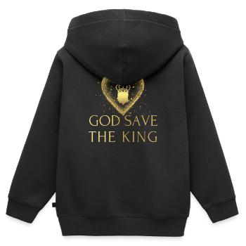 Couronnement du roi britannique Charles Angleterre Drapeau - Sweat Premium à capuche zippé enfant bio - noir - Dos - AI Model Kid Male (0cm)