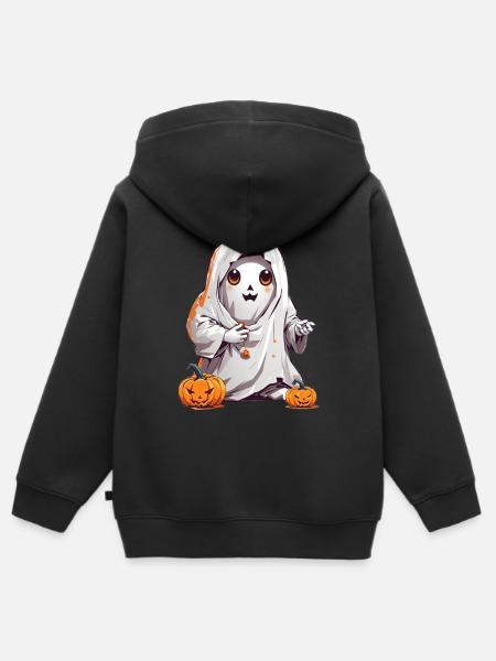 Halloween Geist - Kinder Premium Organic Zip Hoodie - Schwarz