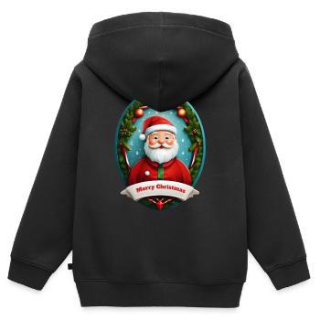 Weihnachtsmann - Kinder Premium Organic Zip Hoodie - Schwarz - Hinten - AI Model Kid Male (0cm)