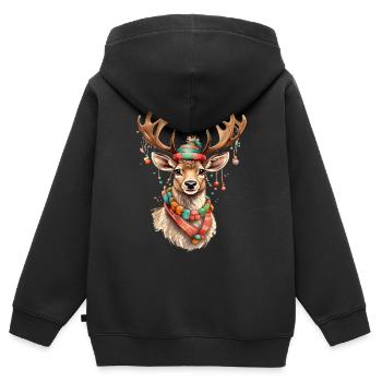 Cute Christmas Reindeer - Kinder Premium Organic Zip Hoodie - Schwarz - Hinten - AI Model Kid Male (0cm)