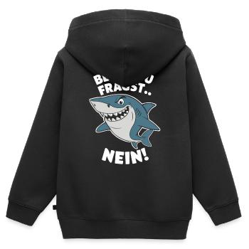 Requin Requin Requins Requin - Sweat Premium à capuche zippé enfant bio - noir - Dos - AI Model Kid Male (0cm)