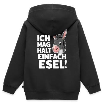 Esel Eselchen Maultier Muli - Kinder Premium Organic Zip Hoodie - Schwarz - Hinten - AI Model Kid Male (0cm)