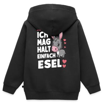 Esel Eselchen Maultier Muli - Kinder Premium Organic Zip Hoodie - Schwarz - Hinten - AI Model Kid Male (0cm)