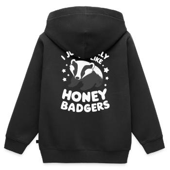 Blaireau Miel Blaireau Animal - Sweat Premium à capuche zippé enfant bio - noir - Dos - AI Model Kid Male (0cm)