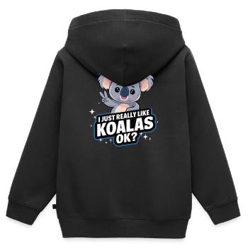 Koala Koala Koala Ours Koala Animal - Sweat Premium à capuche zippé enfant bio - noir - Dos - AI Model Kid Male (0cm)