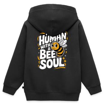abeille abeille apicultrice abeille abeille - Sweat Premium à capuche zippé enfant bio - noir - Dos - AI Model Kid Male (0cm)