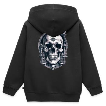Skull - Kinder Premium Organic Zip Hoodie - Schwarz - Hinten - AI Model Kid Male (0cm)